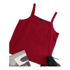 VENEZIA Lane Bryant Sweater Tank SZ 22/24 Red Embellished Knit Cami, NWT